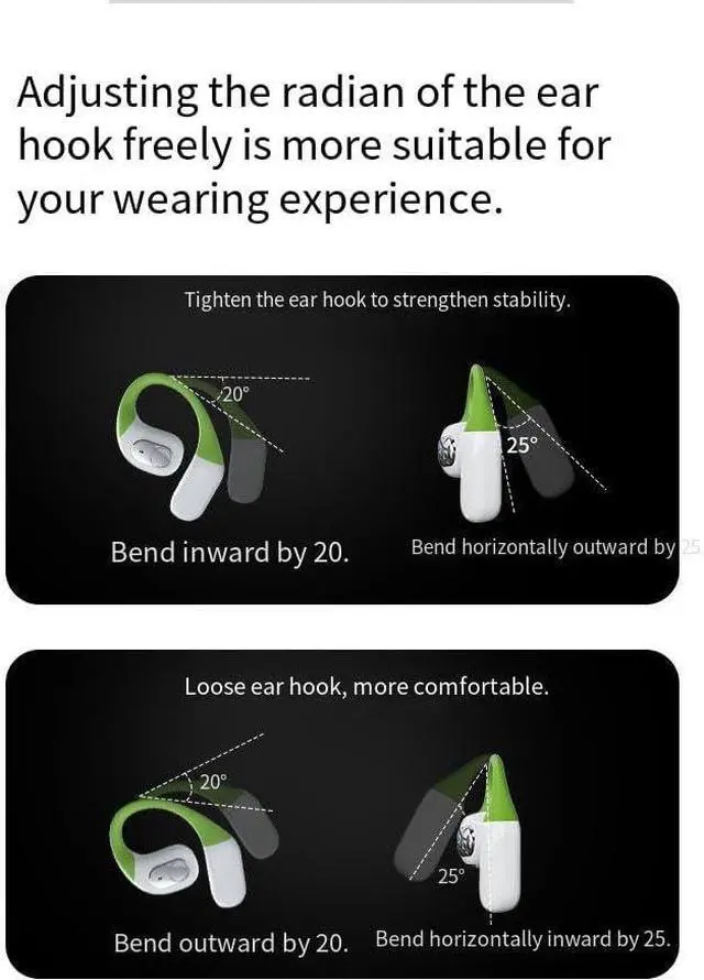 Alt view image 7 of 7 - Open Ear Headphones Wireless Bluetooth 5.3 Wireless Sports Earbuds with Earhooks,ENC Call Noise Cancellation Waterproof 14.2mm Titanium Film Speaker for Sports,Driving,Office,White