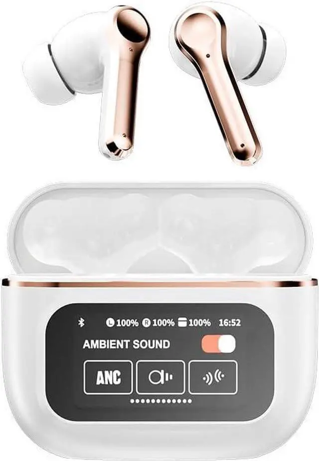 Main image of Wireless Earbuds Sports in-Ear Bluetooth 5.4 Headphones with Touchscreen, ANC+ENC Dual Noise Cancellation,HiFi Sound Quality with Charging Case, for Smart Phone Laptop Computer Sports,White