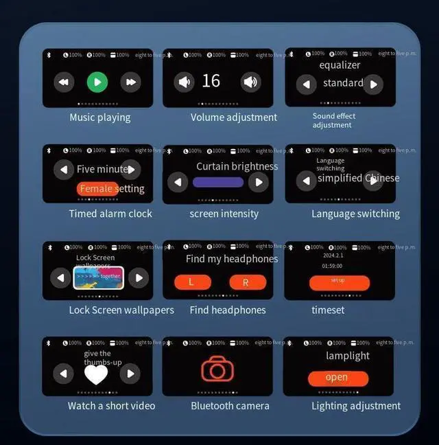 Alt view image 4 of 7 - Wireless Earbuds Sports in-Ear Bluetooth 5.4 Headphones with Touchscreen, ANC+ENC Dual Noise Cancellation,HiFi Sound Quality with Charging Case, for Smart Phone Laptop Computer Sports,White