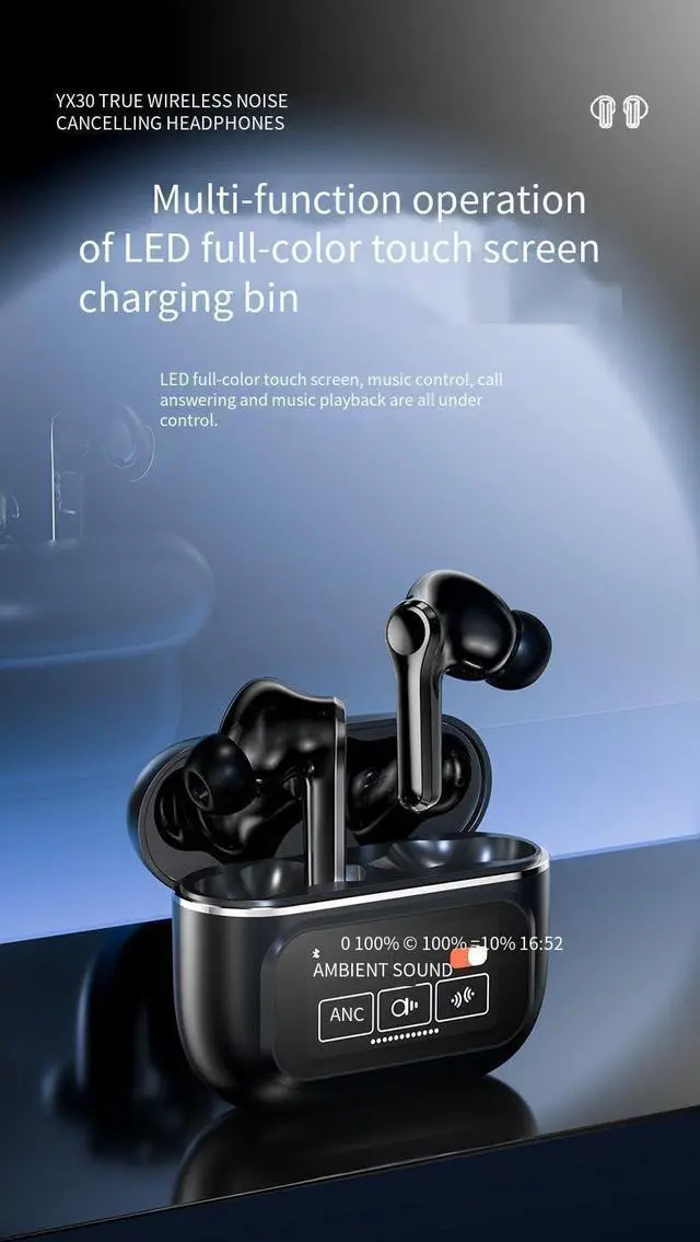 Alt view image 3 of 7 - Wireless Earbuds Sports in-Ear Bluetooth 5.4 Headphones with Touchscreen, ANC+ENC Dual Noise Cancellation,HiFi Sound Quality with Charging Case, for Smart Phone Laptop Computer Sports,White