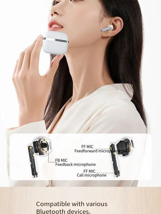 Alt view image 3 of 7 - Wireless Earbuds Bluetooth 5.3 Sports in-Ear ANC+ENC Six-Microphone Talking Noise ENC Call Noise Cancellation IPX5 Waterproof 35 Hours Battery Life with Charging Case Wireless Earphones, Black
