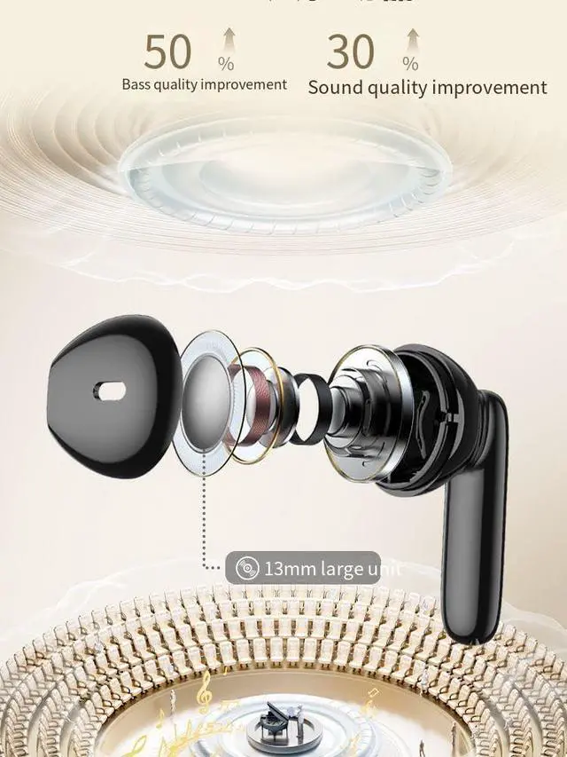 Alt view image 5 of 7 - Wireless Earbuds Bluetooth 5.3 Sports in-Ear ANC+ENC Six-Microphone Talking Noise ENC Call Noise Cancellation IPX5 Waterproof 35 Hours Battery Life with Charging Case Wireless Earphones, Black