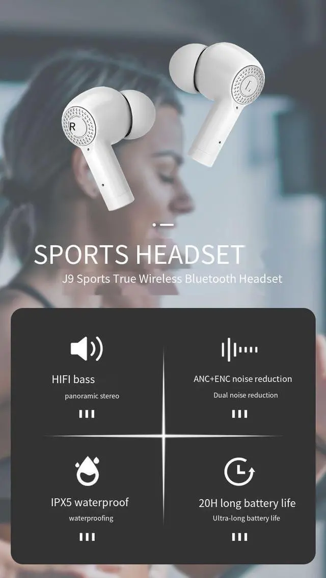 Alt view image 2 of 7 - Ear Buds Wireless Bluetooth V5.3 Earbuds Sports Earphones Headphones,ENC Noise-Canceling Stereo High Fidelity Sound and Long Battery Life,Mics Clear Call with Charging Case for Gym/Running,White