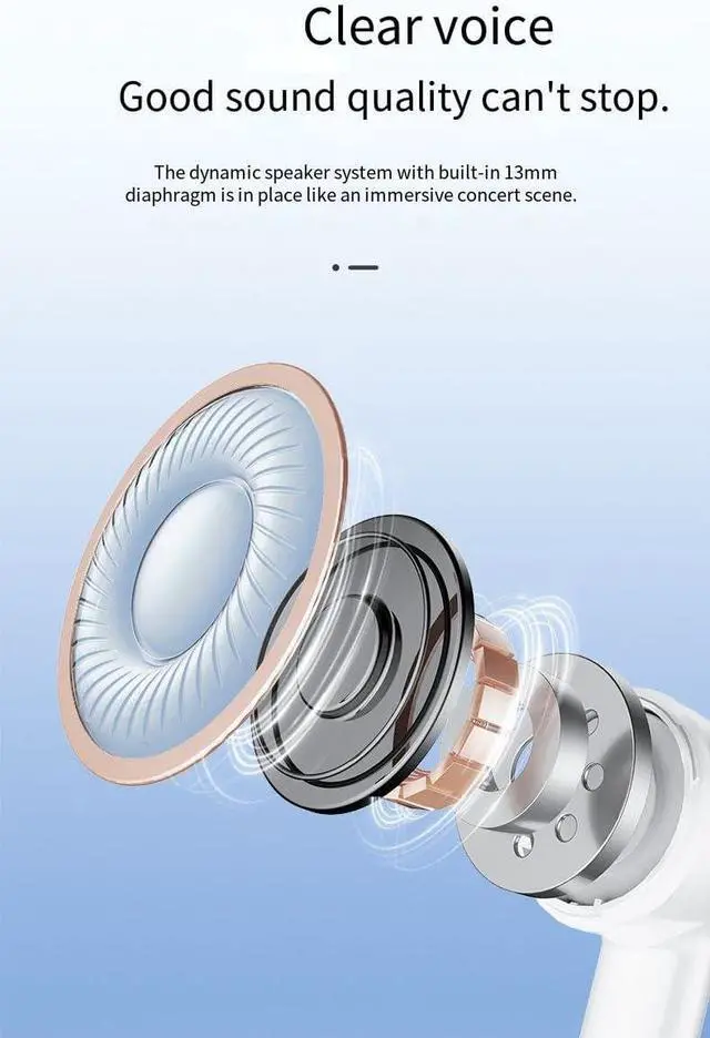 Alt view image 6 of 7 - Ear Buds Wireless Bluetooth V5.3 Earbuds Sports Earphones Headphones,ENC Noise-Canceling Stereo High Fidelity Sound and Long Battery Life,Mics Clear Call with Charging Case for Gym/Running,White