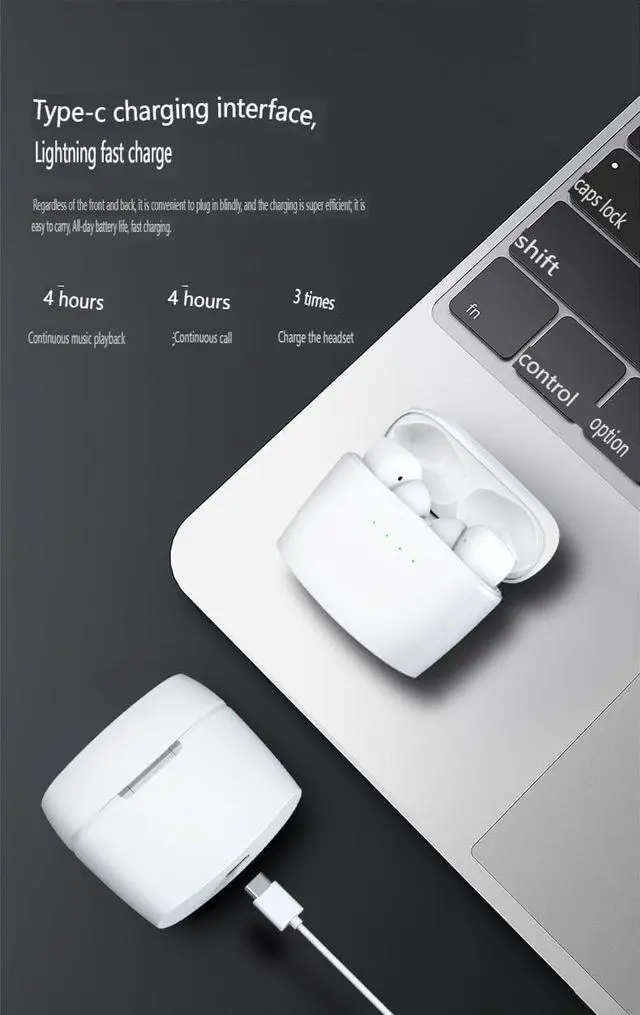 Alt view image 4 of 7 - Wireless Earbuds Sports in-Ear Bluetooth 5.2 Headphones with Microphone,HiFi Sound Quality Compact and Portable for TV Smart Phone Laptop Computer Sports,White+Black with Charging Case