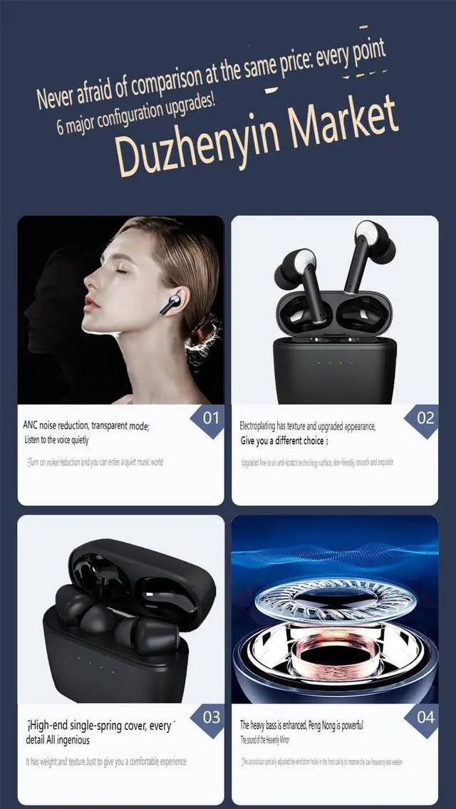 Alt view image 5 of 7 - Wireless Earbuds Sports in-Ear Bluetooth 5.2 Headphones with Microphone,HiFi Sound Quality Compact and Portable for TV Smart Phone Laptop Computer Sports,White+Black with Charging Case