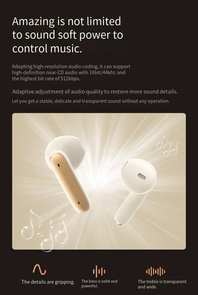 Alt view image 4 of 7 - Wireless Ear Buds Bluetooth 5.4 in Ear Sport Headphones Deep Bass Stereo and Noise Cancelling Bluetooth Ear Buds with LED Display,Built-in ENC Noise Cancelling Mic for iPhone & Android,Beige