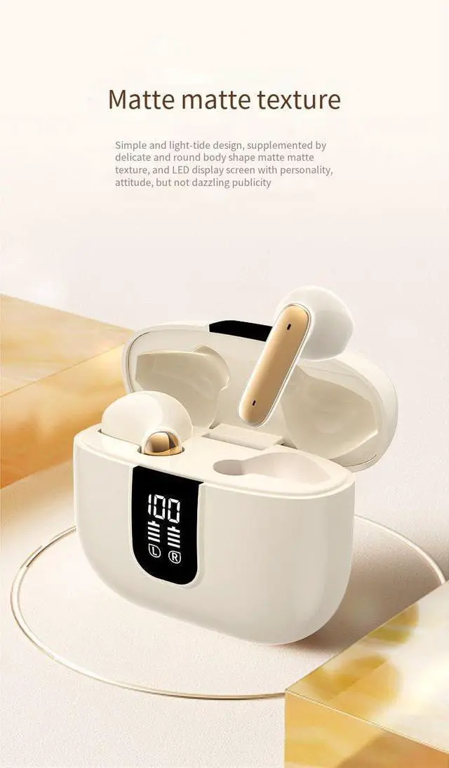 Alt view image 7 of 7 - Wireless Ear Buds Bluetooth 5.4 in Ear Sport Headphones Deep Bass Stereo and Noise Cancelling Bluetooth Ear Buds with LED Display,Built-in ENC Noise Cancelling Mic for iPhone & Android,Beige