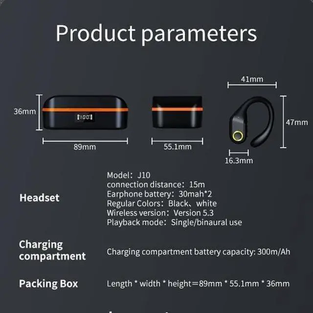 Alt view image 3 of 7 - Bluetooth Headphones Wireless Earbuds with Earhooks 60Hrs Playback Ear Buds Power Display with ENC Noise Canceling Mic Over-Ear Stereo Bass Earphones for Sports/Workout/Running, White