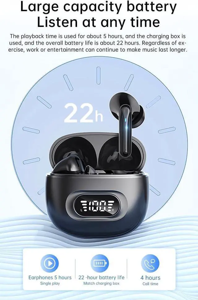 Alt view image 7 of 7 - Sports in-Ear ANC Active Noise Cancellation ENC Call Noise Cancellation IPX5 Waterproof 25 Hours Battery Life with Charging Compartment Wireless Bluetooth 5.3 Headphones for Fitness White
