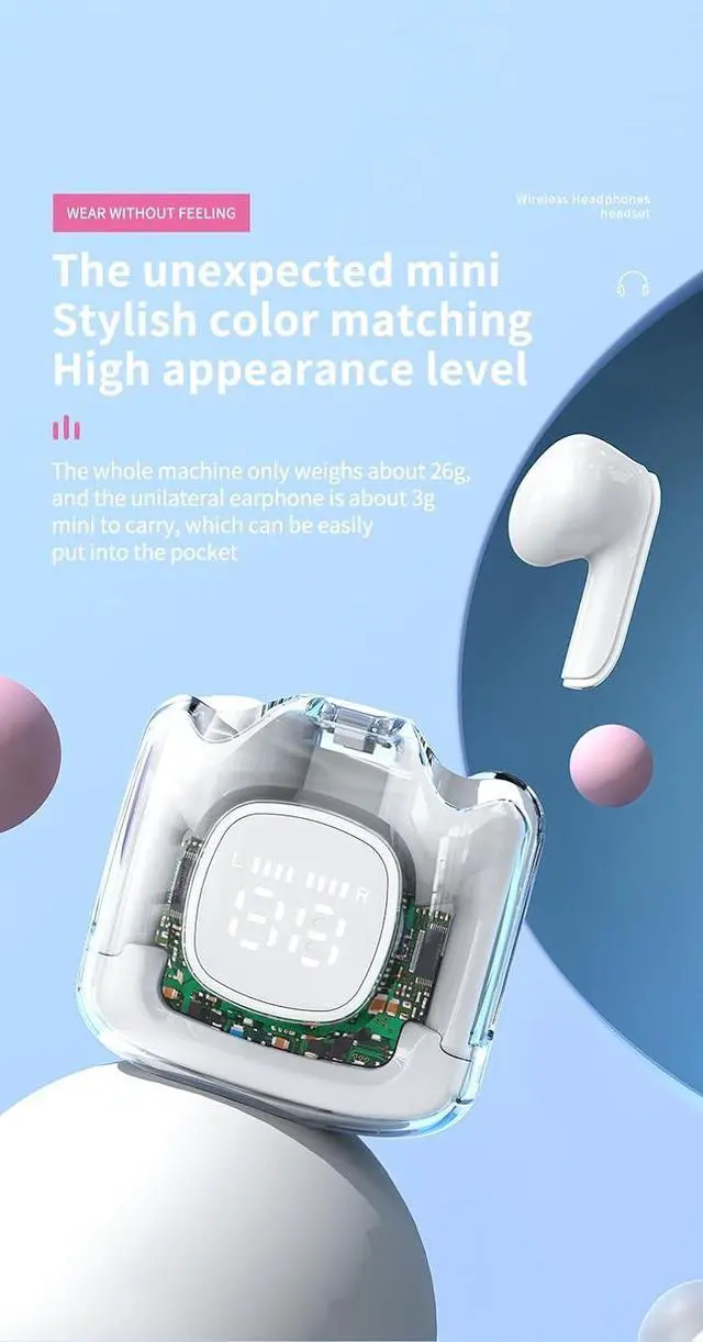 Alt view image 2 of 7 - Wireless Earbuds Bluetooth 5.3 Headphones Headset Built-in Microphone, Immersive Premium Sound,Comfort Fit in Ear & 20H Playtime,Low Delay Headset for Gaming Travel,Black