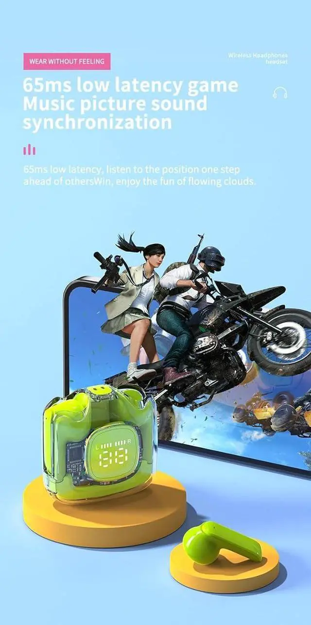 Alt view image 6 of 7 - Wireless Earbuds Bluetooth 5.3 Headphones Headset Built-in Microphone, Immersive Premium Sound,Comfort Fit in Ear & 20H Playtime,Low Delay Headset for Gaming Travel,Black