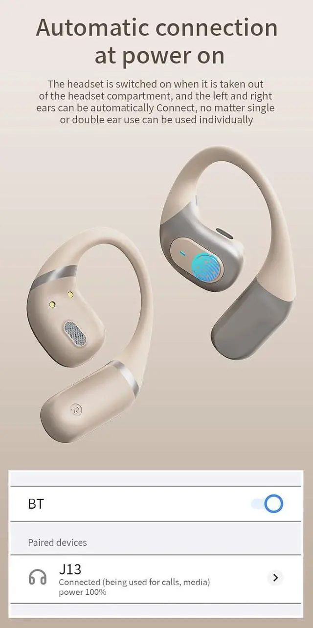 Alt view image 6 of 7 - Open Ear Headphones Air Conduction Headphones Wireless Bluetooth 5.3 Wireless Sports Earbuds with Earhooks,ENC Call Noise Cancellation Technology IPX5 Waterproof for Sports,Driving,Black