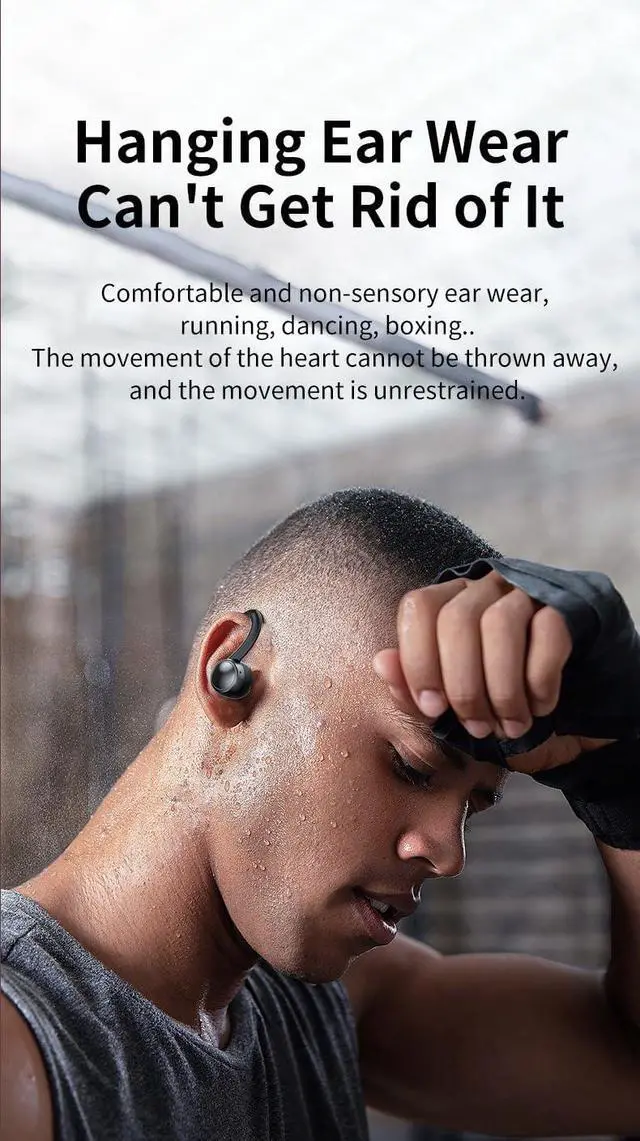 Alt view image 7 of 7 - Bluetooth V5.3 Headphones Wireless Earbuds Over Ear Buds, Sports Earphones Deep Bass with LED Power Display Earhooks Headset,Light-Weight Earbud with Mic for Phone Laptop PC Running Workout