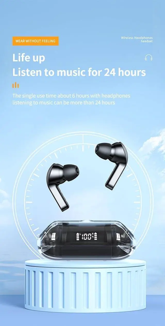 Alt view image 6 of 7 - Earbuds with Charging Case Ear Buds Wireless Bluetooth in Ear Wireless Headphones with Touch Sensing Noise Reduction Fit Exercise Gym Outdoor Work 7 Hours of Battery Life IPX5 Waterproof White