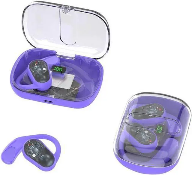 Main image of Open Ear Bluetooth Headphones with Ear Hooks On-Ear Wireless Headset with Microphone, Bluetooth 5.3 Touch Control Air Conduction Sport Ear Buds IPX5 Waterproof Headsets for Workouts, Purple