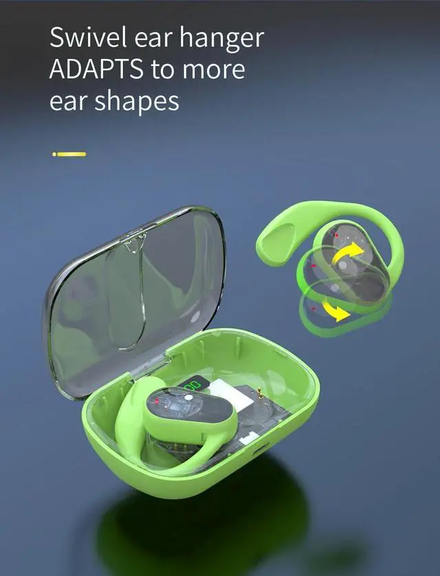 Alt view image 4 of 7 - Open Ear Bluetooth Headphones with Ear Hooks On-Ear Wireless Headset with Microphone, Bluetooth 5.3 Touch Control Air Conduction Sport Ear Buds IPX5 Waterproof Headsets for Workouts, Purple