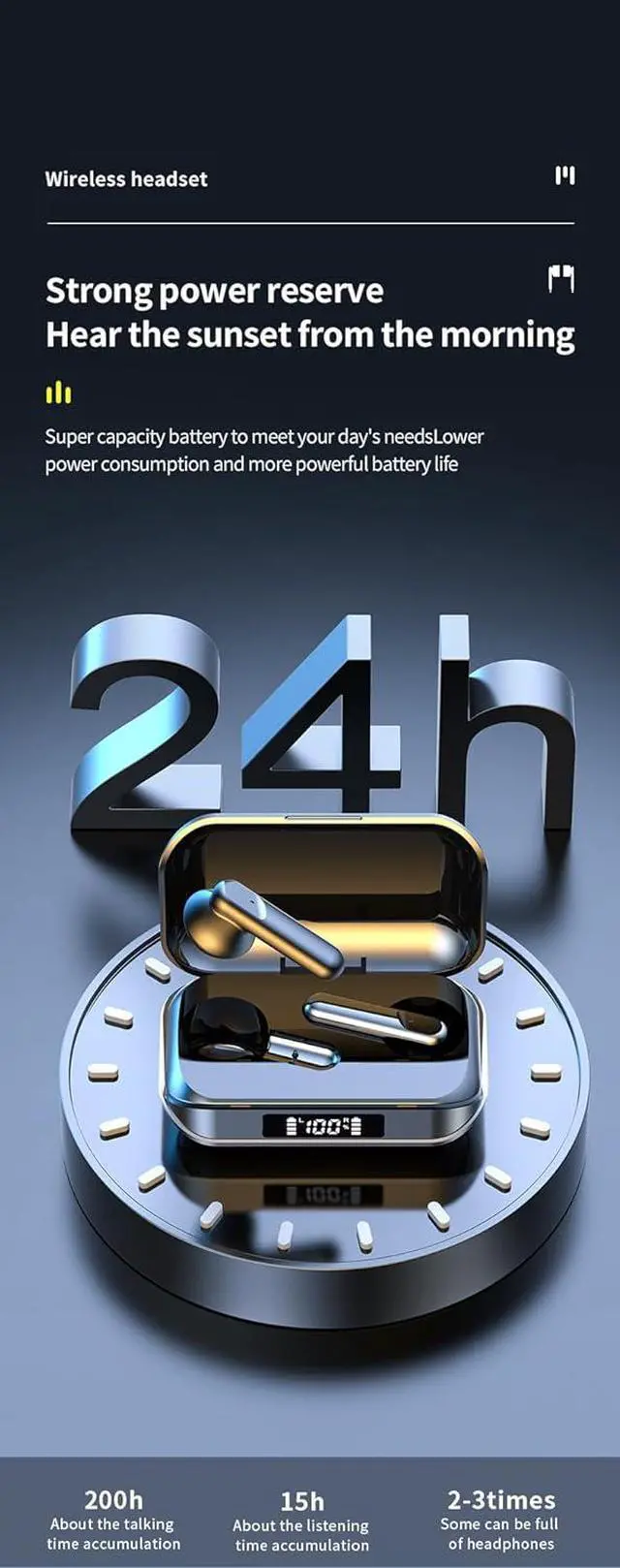 Alt view image 7 of 7 - Wireless Earbuds Bluetooth 5.3 Headphones, Wireless Sports Headset ANC Active Noise Cancellation Headphones Ultra Long Lasting for Phone Laptop PC TV Running Workout, Black