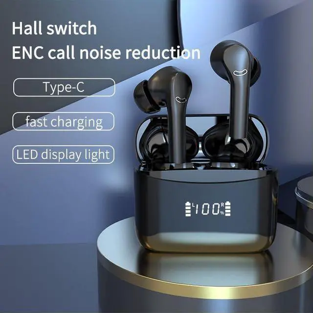 Alt view image 3 of 7 - Bluetooth Headphones Wireless Earbuds 42Hrs Playback Ear Buds Power Display with ENC Noise Canceling Mic Inr-Ear Stereo Bass Earphones for Sports/Workout/Running,Black