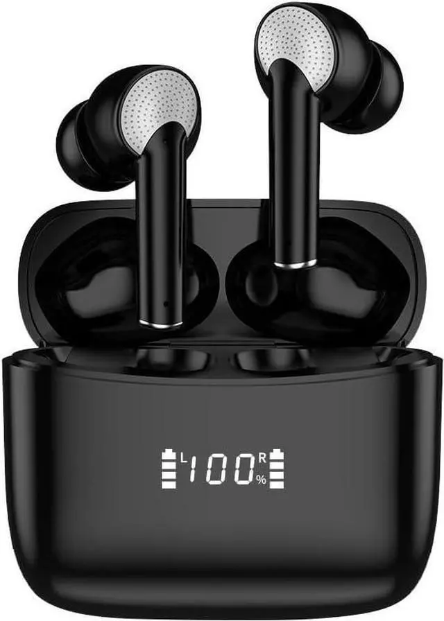 Main image of Wireless Ear Buds Bluetooth 5.3 in Ear Headphones Deep Bass Stereo and Noise Cancelling Bluetooth Earbuds with LED Display,Built-in ENC Noise Cancelling Mic for Phone, Black