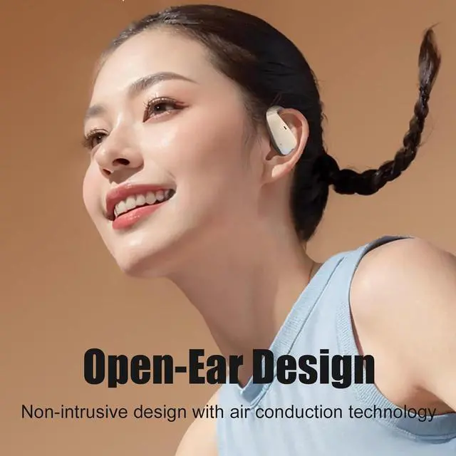 Alt view image 2 of 7 - Open Ear Earbuds Open Ear Wireless Headphones Over The Ear Earbuds Wireless Bluetooth 5.4 Sports With Smart Digital Display 12H Playtime Ipx5 Waterproof Headphone Fit Cycling Running Workout Wite
