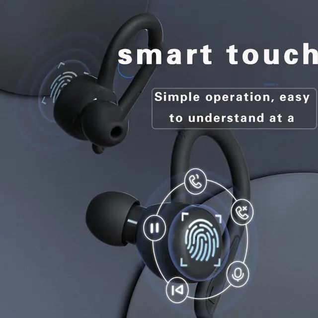 Alt view image 2 of 7 - Earbuds Bluetooth 5.3 in-Ear Headphones Earhook 6 Hours Listening Time Sports Waterproof Running in-Ear True Wireless Earphones IPX6 Waterproof Fit Exercise Gym Outdoor Work Black