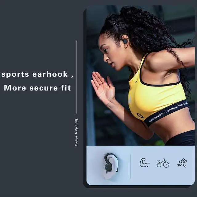 Alt view image 5 of 7 - Earbuds Bluetooth 5.3 in-Ear Headphones Earhook 6 Hours Listening Time Sports Waterproof Running in-Ear True Wireless Earphones IPX6 Waterproof Fit Exercise Gym Outdoor Work Black