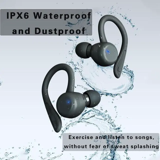 Alt view image 4 of 7 - Earbuds Bluetooth 5.3 in-Ear Headphones Earhook 6 Hours Listening Time Sports Waterproof Running in-Ear True Wireless Earphones IPX6 Waterproof Fit Exercise Gym Outdoor Work Black