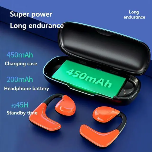 Alt view image 2 of 6 - Open Ear Wireless Headphones Air-Conduction Ear Buds,IPX4 Waterproof Earbuds for Sports,56H Playtime,Bluetooth 5.3,Clear Calls,ACS Panoramic Surround Sound for Sport Running Workout Gym