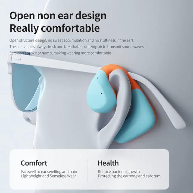 Alt view image 5 of 6 - Open Ear Wireless Headphones Air-Conduction Ear Buds,IPX4 Waterproof Earbuds for Sports,56H Playtime,Bluetooth 5.3,Clear Calls,ACS Panoramic Surround Sound for Sport Running Workout Gym