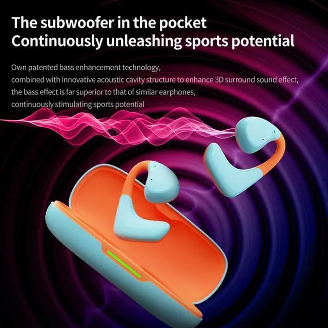 Alt view image 3 of 6 - Open Ear Wireless Headphones Air-Conduction Ear Buds,IPX4 Waterproof Earbuds for Sports,56H Playtime,Bluetooth 5.3,Clear Calls,ACS Panoramic Surround Sound for Sport Running Workout Gym