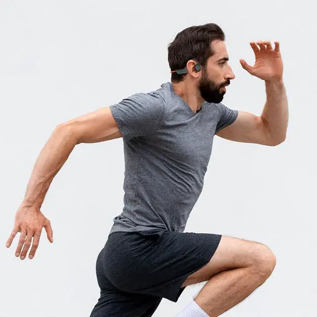 Alt view image 6 of 7 - Bone Conduction Headphones Wireless Bluetooth 5.3 Open Ear Headphones 8 Hours of High Endurance IPX6 Waterproof Comfortable Ergonomic Fit Exercise Swimming Cycling, Orange