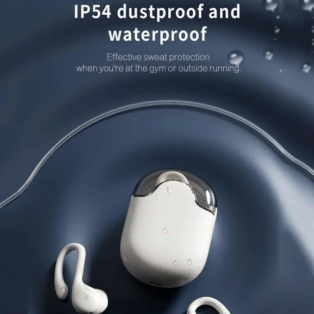 Alt view image 2 of 7 - Bluetooth Headphones Wireless Earbuds, 60Hrs Playback Ear Buds Power Display with ENC Noise Canceling Mic Over-Ear Stereo Bass Earphones with Earhooks for Sports/Workout/Running, Black