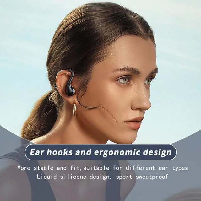 Alt view image 5 of 7 - Bluetooth Headphones Wireless Earbuds, 60Hrs Playback Ear Buds Power Display with ENC Noise Canceling Mic Over-Ear Stereo Bass Earphones with Earhooks for Sports/Workout/Running, Black