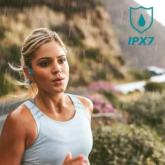 Alt view image 7 of 7 - Bone Conduction Headphones Open Ear Headphones Wireless Bluetooth, 1.5 Fast Charging and 12H Working Time, IPX7 Waterproof Light-Weight Wireless Headphones for Running, Cycling & Gym, Red