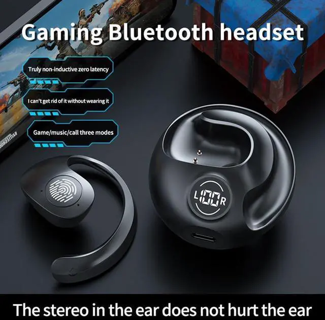 Alt view image 2 of 7 - On-Ear Wireless Headset with Microphone Wireless Bluetooth Headphones with Digital Display Charging Case,Ultra-Comfort,Lightweight Design for Workout Driving Walking,Black