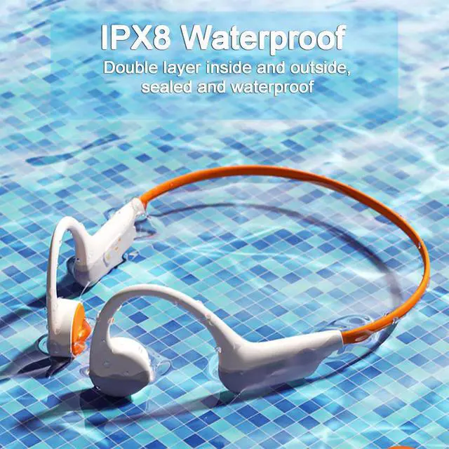 Alt view image 6 of 7 - Bone Conduction Headphones 5.3 Open Ear Headphones,Bone Conduction Earphones IPX8 Waterproof Built-in 32GB MP3,with Mic,8 Hours Battery Life Waterproof Headphones for Swimming,Sports White