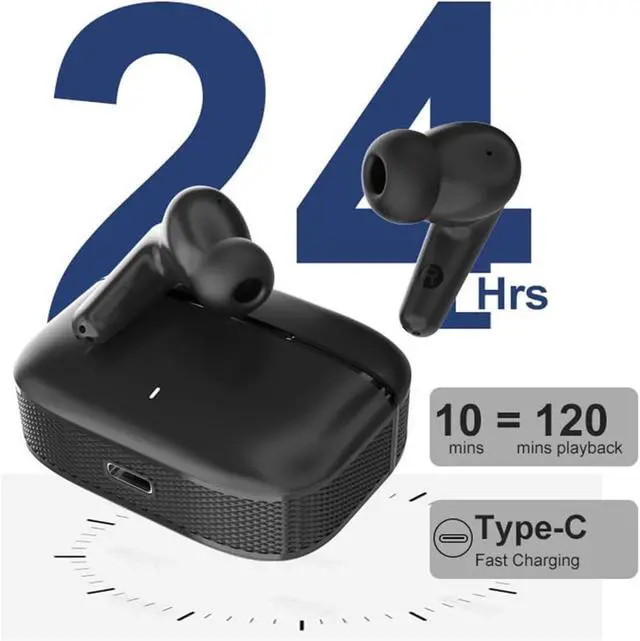 Alt view image 6 of 7 - Wireless Earbuds Bluetooth Ear Buds Environmental Noise Cancellation Mic Call Noise Cancelling Mini Earbuds,Bluetooth 5.0 Light Weight Deep Bass Headphones for Work,Home Office,White