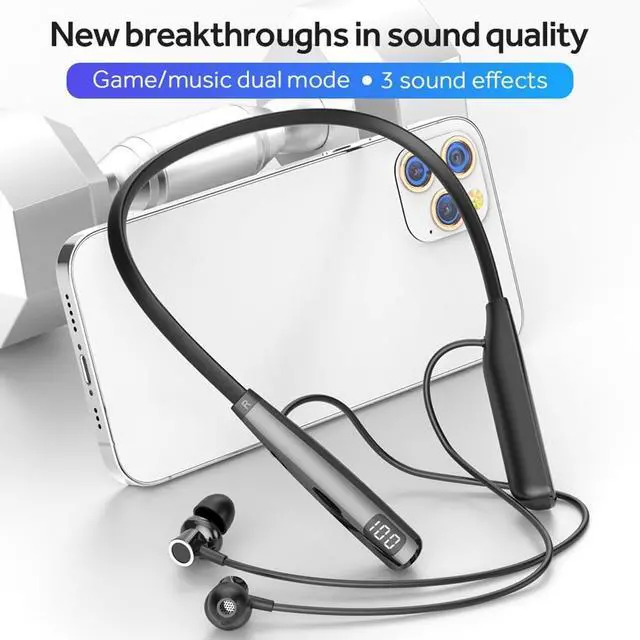 Alt view image 5 of 7 - Neckband Bluetooth 5.3 Headphones Wireless Magnetic Neckband Earphone Bluetooth Earbuds with Mic Semi-in-Ear, 100Hrs Playtime & LED Digital Display,Three Sound Effects Switching for Gym,Sports