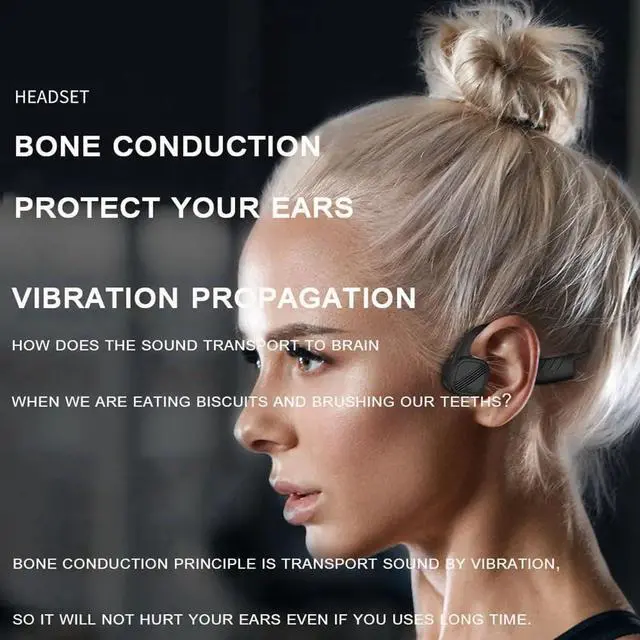 Alt view image 6 of 7 - Bone Conduction Headphones Wireless Open-Ear Headphones,Bluetooth 5.3 with Mic - MP3 Play Built-in 8GB Memory,IPX8 Waterproof Sports Headphones for Gym Workout Swimming Running Cycling, Black