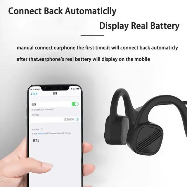 Alt view image 7 of 7 - Bone Conduction Headphones Wireless Open-Ear Headphones,Bluetooth 5.3 with Mic - MP3 Play Built-in 8GB Memory,IPX8 Waterproof Sports Headphones for Gym Workout Swimming Running Cycling, Black