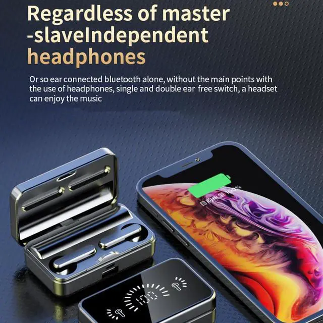 Alt view image 3 of 6 - Wireless Earbuds Bluetooth V5.3 Headphones Noise Cancelling in-Ear Headphones,LED Power Display Cordless in-Ear Earphones with Microphone for Sports Work,White