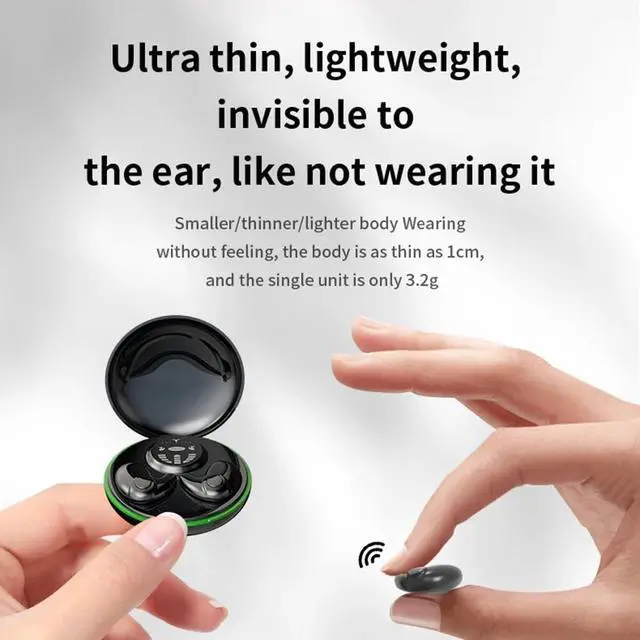 Alt view image 2 of 7 - Sleep Headphones Bluetooth Tiny Earbuds for Side Sleepers Headphone to Sleep in Tiny Smallest Invisible Earbuds Earphones for Sleeping,Compatible with Android iOS,Black