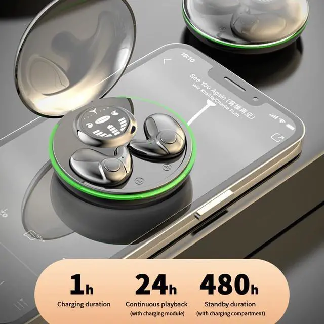 Alt view image 3 of 7 - Sleep Headphones Bluetooth Tiny Earbuds for Side Sleepers Headphone to Sleep in Tiny Smallest Invisible Earbuds Earphones for Sleeping,Compatible with Android iOS,Black
