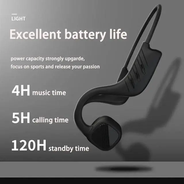 Alt view image 4 of 7 - Bone Conduction Headphones Wireless Open-Ear Headphones,Bluetooth 5.3 with Mic - MP3 Play Built-in 8GB Memory,IPX8 Waterproof Sports Headphones for Gym Workout Swimming Running Cycling, Black