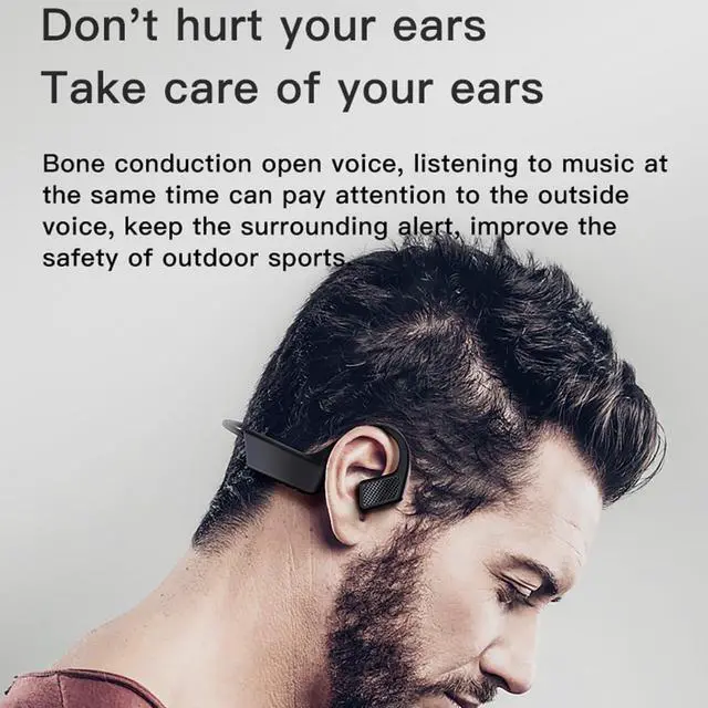 Alt view image 4 of 7 - Bone Conduction Headphones Wireless Open-Ear Headphones, Sweatproof Running Headphones,Wireless Earphones with Mic for Running Workout Cycling,Black