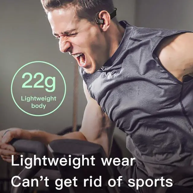 Alt view image 5 of 7 - Bone Conduction Headphones Wireless Open-Ear Headphones, Sweatproof Running Headphones,Wireless Earphones with Mic for Running Workout Cycling,Black