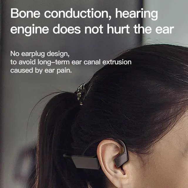 Alt view image 6 of 7 - Bone Conduction Headphones Wireless Open-Ear Headphones, Sweatproof Running Headphones,Wireless Earphones with Mic for Running Workout Cycling,Black