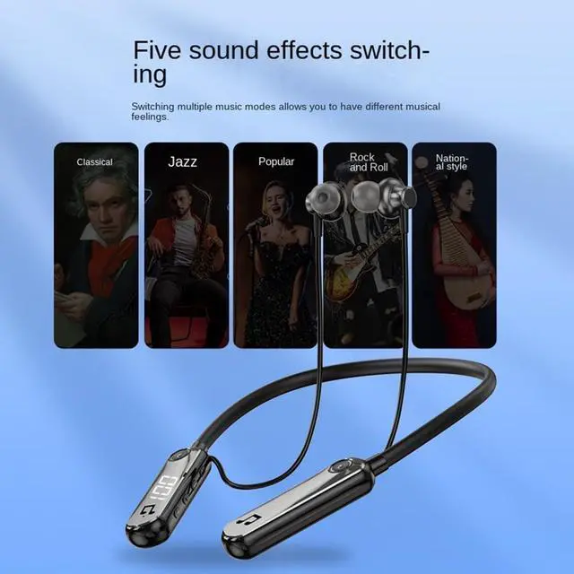 Alt view image 6 of 7 - Neckband Bluetooth 5.3 Headphones Wireless Earbuds Neckband Earphone HiFi Surround Sound,1000Hrs Playtime Sport Noise Cancelling Earbuds with Mic for Gym Running Compatible with iPhone Android