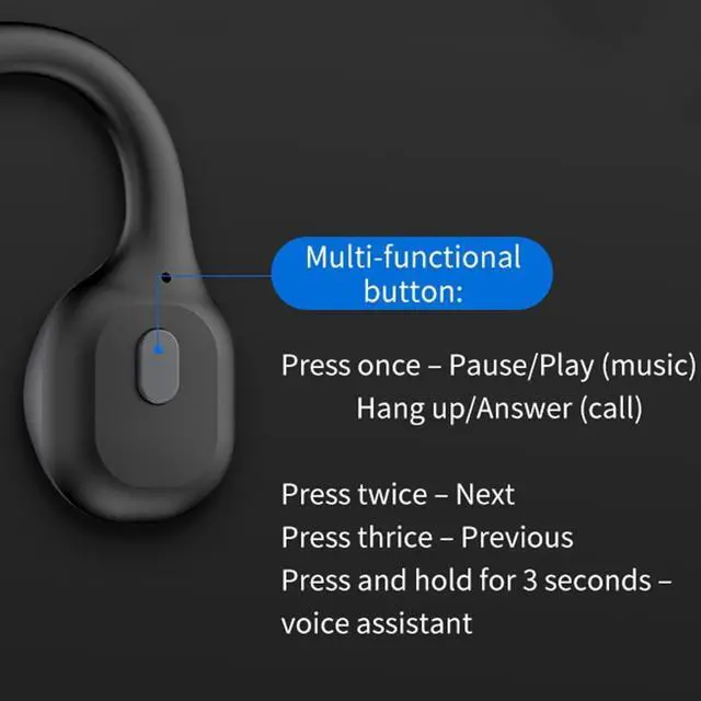 Alt view image 4 of 7 - Bone Conduction Headphones Open Ear Headphones IPX6 Waterproof,6H Playtime Bone Conduction Bluetooth 5.0 Wireless Earbuds Sport Headphones with Mic Sweatproof Headset for Running,Cycling,White